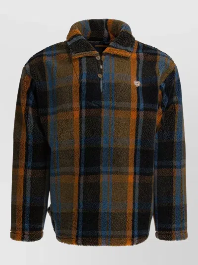 HUMAN MADE FLEECE TEXTURE PLAID PATTERN LONG SLEEVE SWEATER