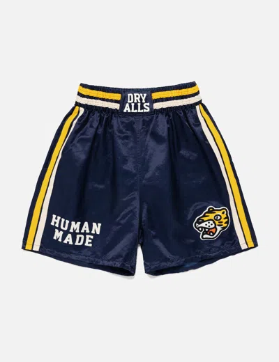 Human Made Straight-leg Logo-embroidered Cotton-blend Shorts In Blue