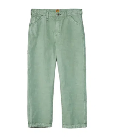 Human Made Garment Dyed Cotton Trousers In Green