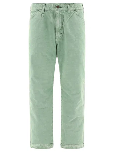 Human Made Garment Dyed Cotton Trousers In Green