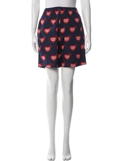 Pre-owned Human Made Graphic Print Mini Shorts In Blue