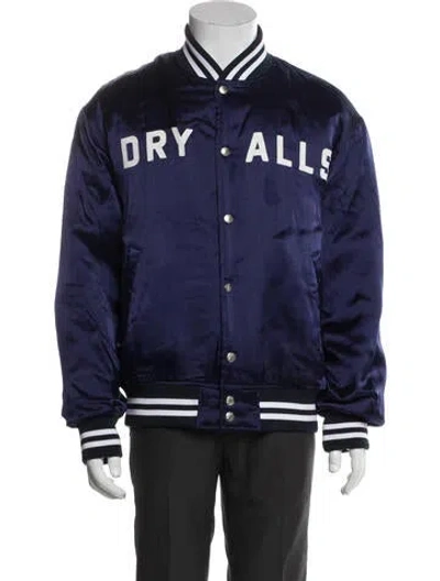 Pre-owned Human Made Graphic Print Varsity Jacket In Blue