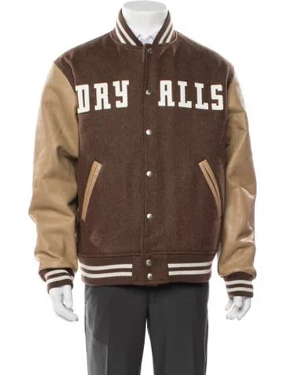 Pre-owned Human Made Graphic Print Varsity Jacket In Brown