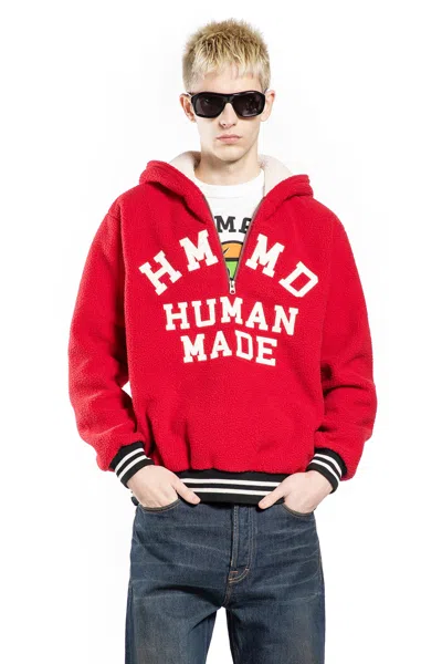 Human Made Half-zip Fleece Hoodie In Red