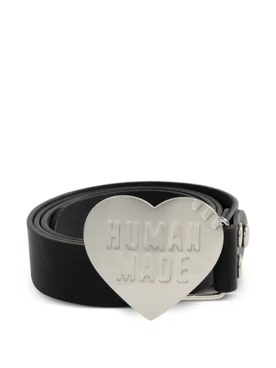 Human Made Heart-buckle Leather Belt In 黑色
