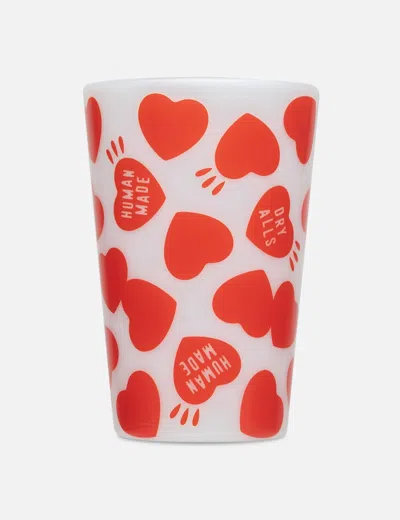 Human Made Heart-print Glass Tumbler In Orange