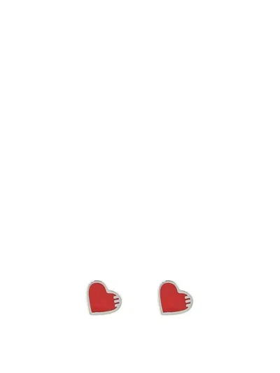 Human Made "heart" Earrings In Red