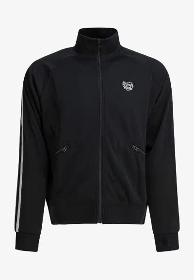 Human Made Heart Embroidered Zip-up Sweatshirt In Black