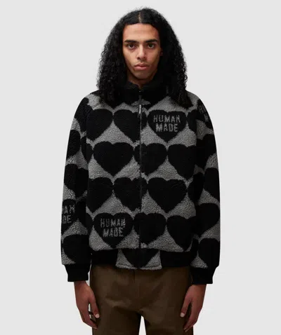 Human Made Heart Fleece Jacket In Black