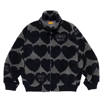 Pre-owned Human Made Heart Fleece Jacket 'navy' | Blue | Men's Size L