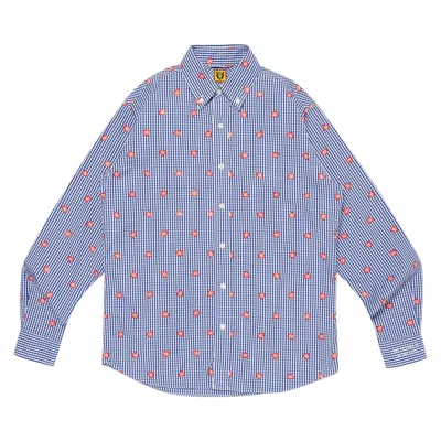 Pre-owned Human Made Heart Gingham Check Shirt 'blue'