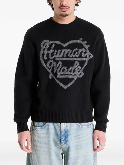 Human Made Heart Knit Sweater In Black