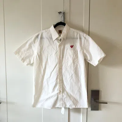Pre-owned Human Made Heart Logo Short Sleeve Button Up In White