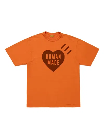 Human Made Heart-motif Cotton T-shirt In Orange