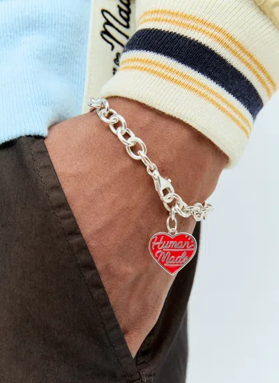Human Made Heart Pendant Bracelet In Metallic