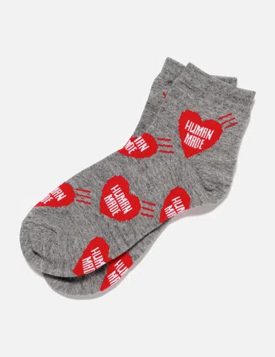 Human Made Heart Short Socks In Grey/灰色/그레이/グレー