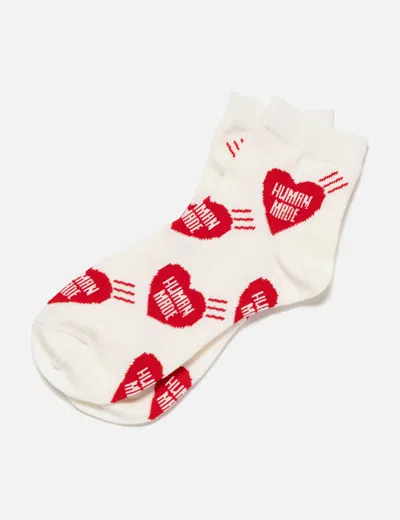 Human Made Heart Short Socks In White/白色/화이트/ホワイト