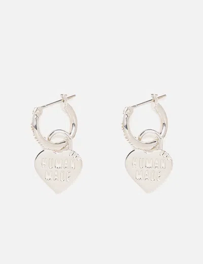 Human Made Heart Silver Earrings In Metallic