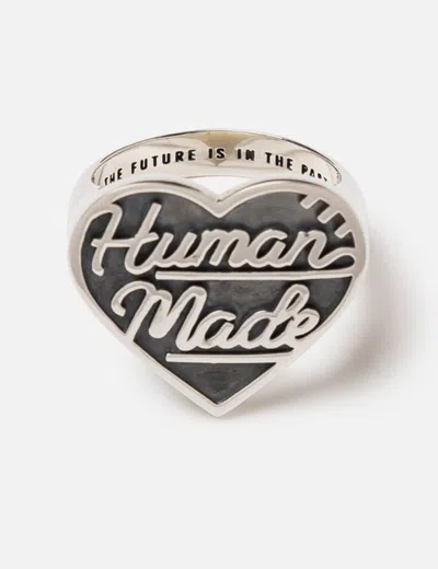 Human Made Heart Silver Ring In Black