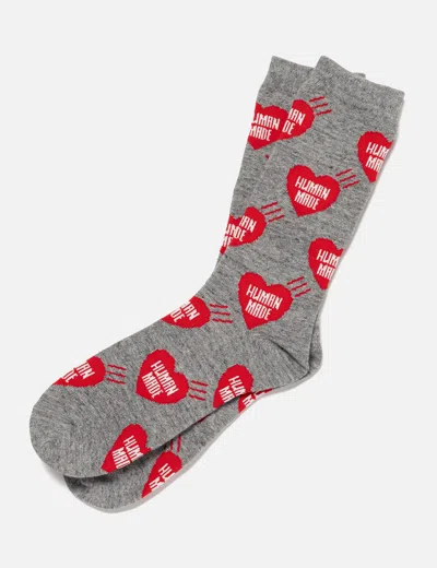 Human Made Heart Socks In Grey/灰色/그레이/グレー