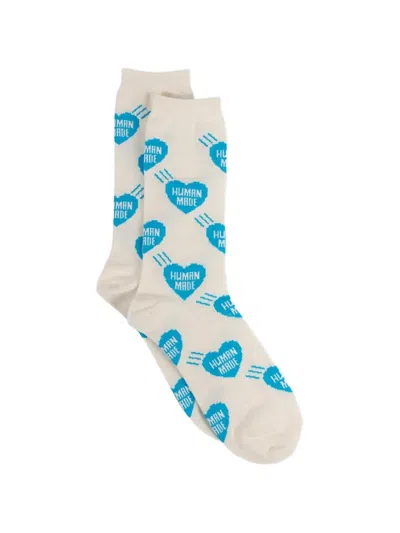 Human Made 心形图案针织袜 In White