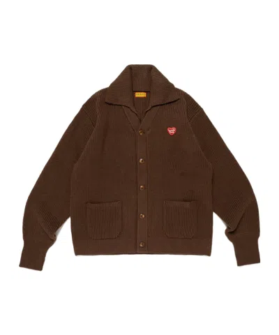 Human Made Heart-patch Wool Cardigan In Brown