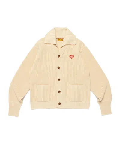 Human Made Heart-patch Wool Cardigan In Nude