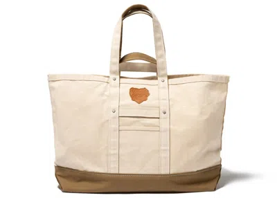 Pre-owned Human Made Heavy Canvas Large Tote Bag In Beige