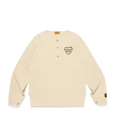Human Made Henley Neck L/s T-shirt In Neutral