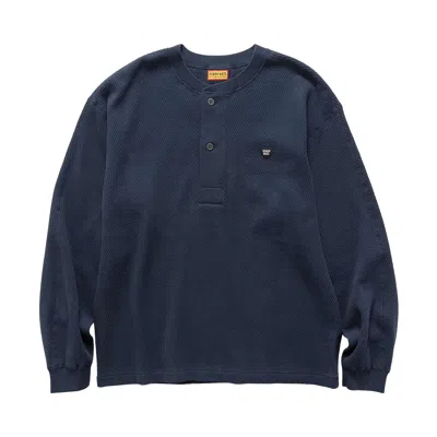 Pre-owned Human Made Henley Neck Shirt 'navy' | Blue | Men's Size M