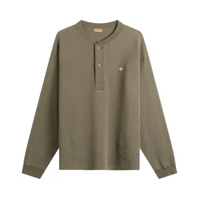 Pre-owned Human Made Henley Neck Shirt 'olive Drab' | Green | Men's Size Xl