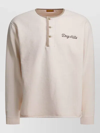 Human Made Henley Neck Sweatshirt Ribbed Cuffs Design In Neutral