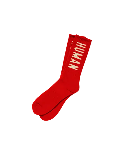 Human Made Kids' Hm Logo Socks In Red