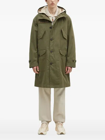 Human Made Hooded Fleece-lined Parka In Green