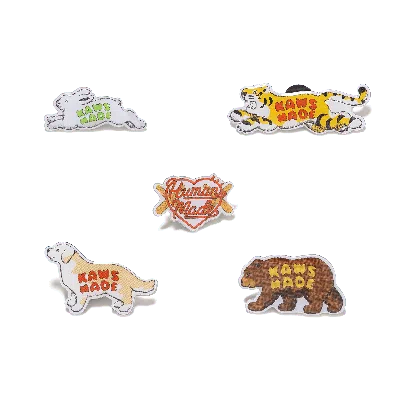Human Made Kids' Kaws Made Pin Badge 5pset In Silver