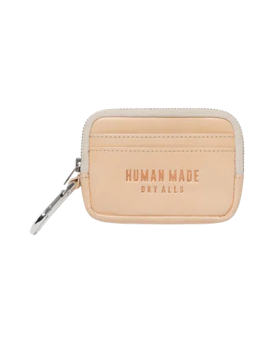Human Made Kids' Leather Card Case In Beige