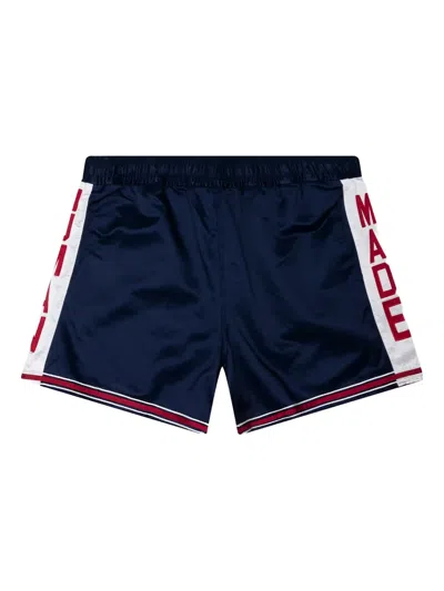 Human Made Logo-embroidered Striped Shorts In Blue