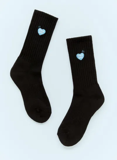 Human Made Logo Embroidery Pile Socks In Black
