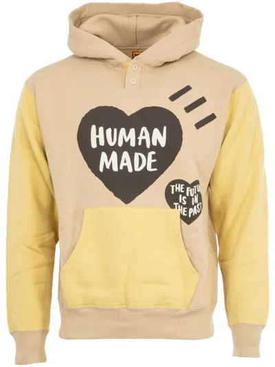 Human Made Logo Hoodie In Neutrals