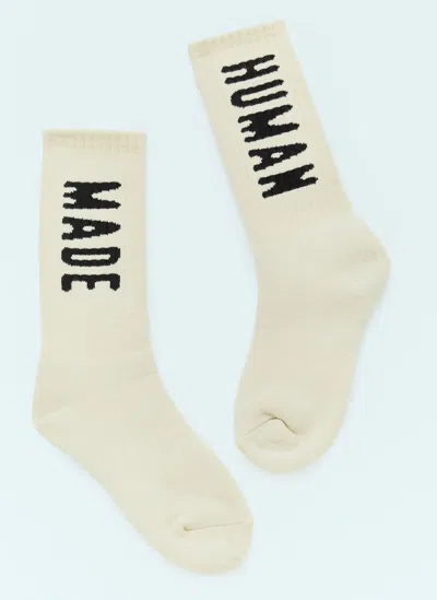 Human Made Logo Jacquard Socks In White