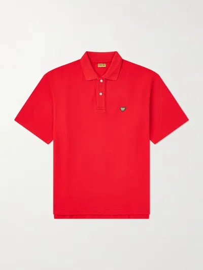 Human Made Logo-appliquéd Cotton-piqué Polo Shirt In Red