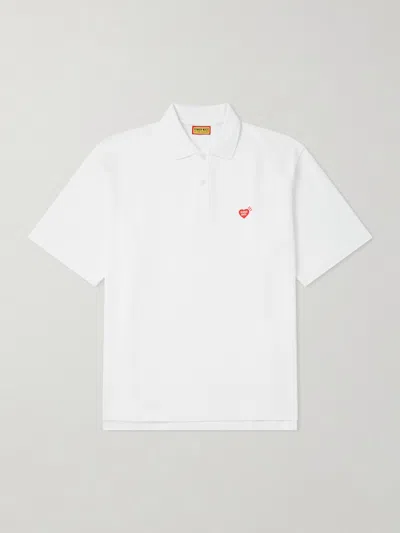 Human Made Logo-detailed Cotton-piqué Polo Shirt In White