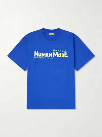 Human Made Logo-print Cotton-jersey T-shirt In Blue