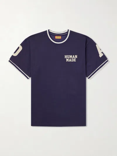 Human Made Logo-print Jersey T-shirt In Blue