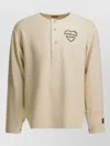 Human Made Long Sleeve Henley T-shirt Text Print In Neutral