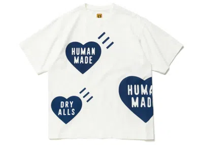 Pre-owned Human Made Men's  Big Heart T-shirt In White Navy Blue In Multi
