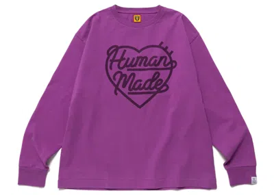 Pre-owned Human Made Men's  Heart Long Sleeve T-shirt In Purple