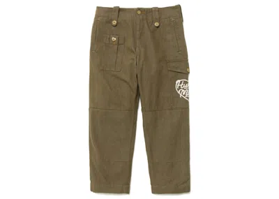 Pre-owned Human Made Men's  Military Denim Cargo Pants In Olivedrab Green