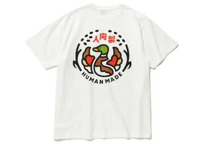 Pre-owned Human Made Men's  Ningensei Indigo Pocket T-shirt In White