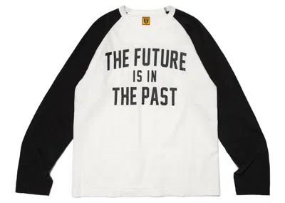 Pre-owned Human Made Men's  Raglan Long Sleeve T-shirt In White Black